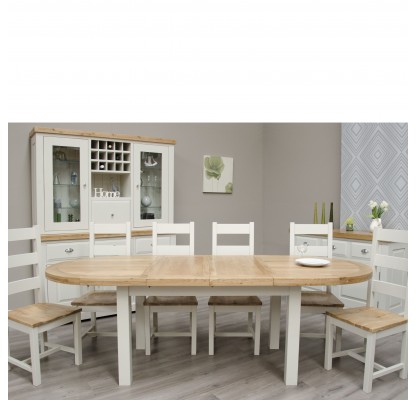 Deluxe Painted Oval Extending Dining Table and Chairs Set